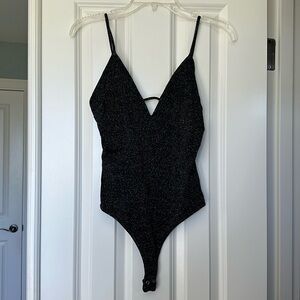 NWT Bershka M Black with Silver flecks Body Suit